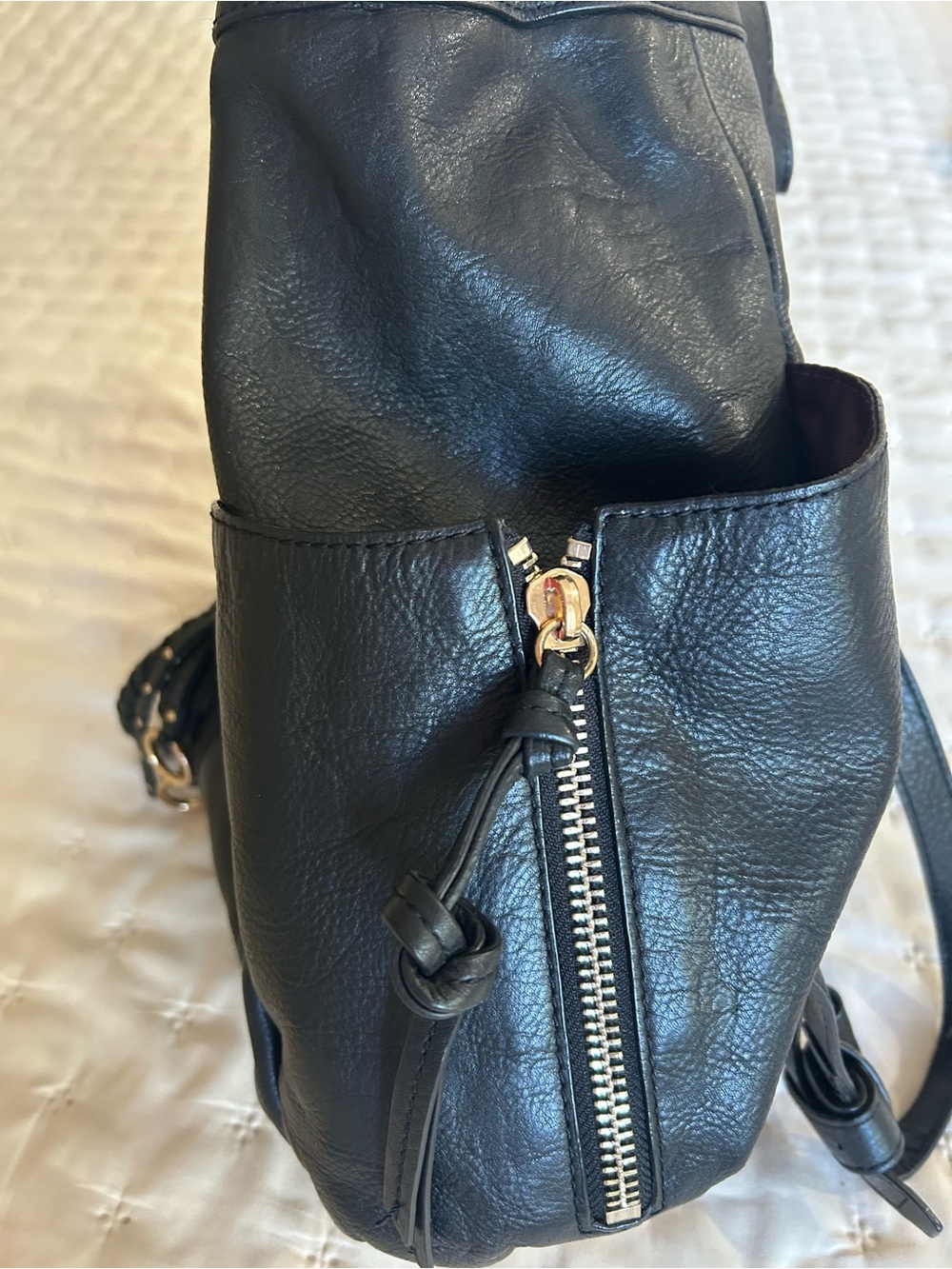 Kooba Black Pebble Leather Medium Sized Backpack with Gold Hardware - Picture 6 of 8